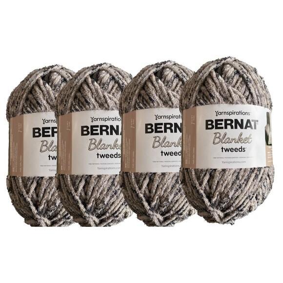 Bernat Blanket Tweeds Yarn Lot of 4 Skeins Dove Tweed Super Bulky 10.5oz 220yds - Picture 1 of 6